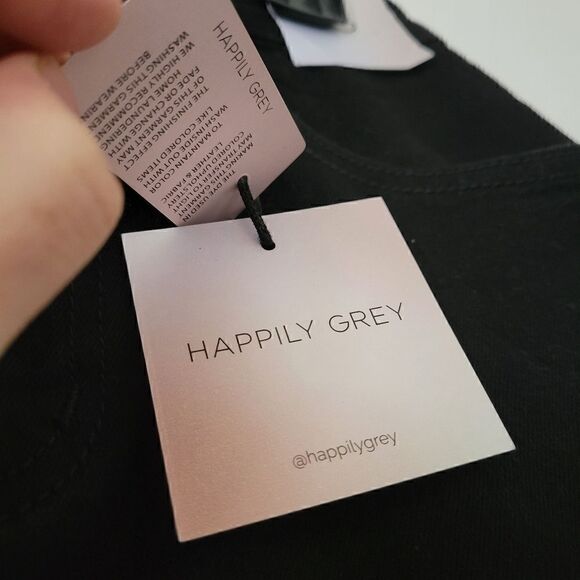 Happily Grey Black Denim/Jean Mini Skirt Front Slit NWT 7/27 - Picture 2 of 11